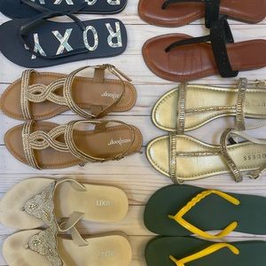 ** Women’s sandals and flip flops 6 pairs !! ** sz 8 to 8.5
